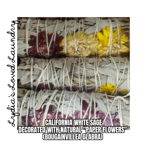 Natural Other - California White Sage Decorated With All Natural "Paper Flowers"